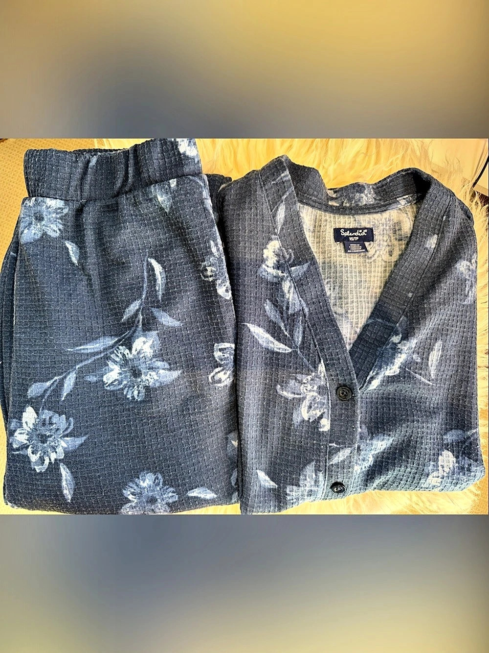Talbots Floral Pijama Cardigan & Shorts Set in Blue Like New